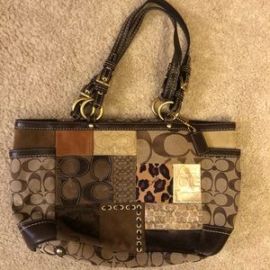 Coach Brown Leather Patch Work Bag